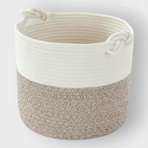 Canasta redonda blanco con beige