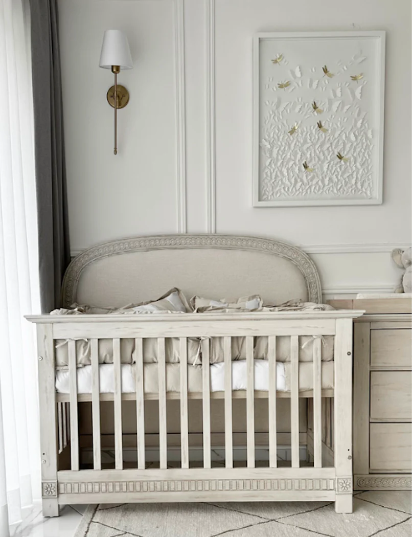 Vestidura para cuna beige con blanco - Imagen 4