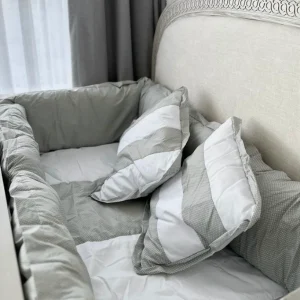 Vestidura para cuna blanco con gris